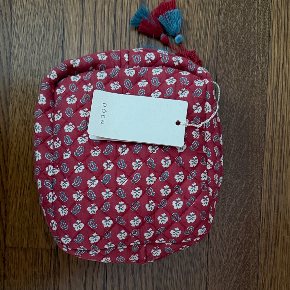 Doen Rose Marie Cosmetics Bag, Floral Pouch with Tassels